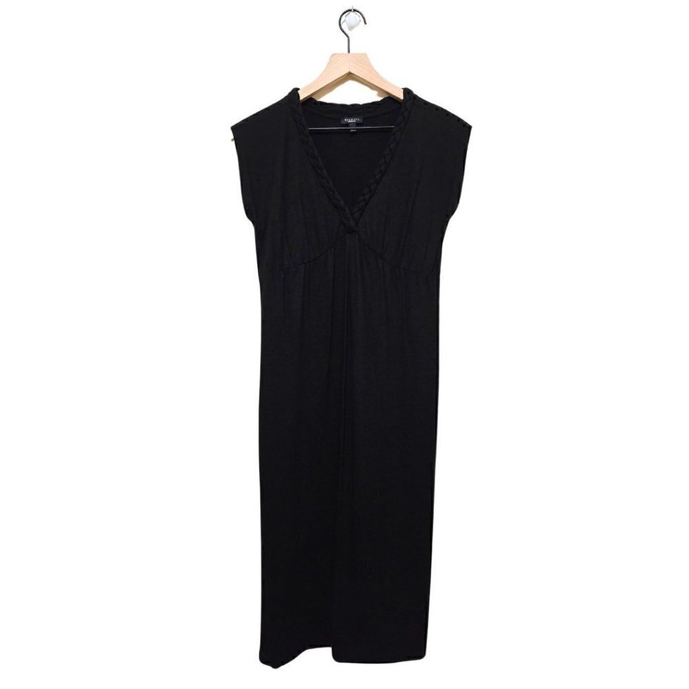 Talbots Black Braided V-Neck Capped Sleeve Shirt Dress Sz XS
